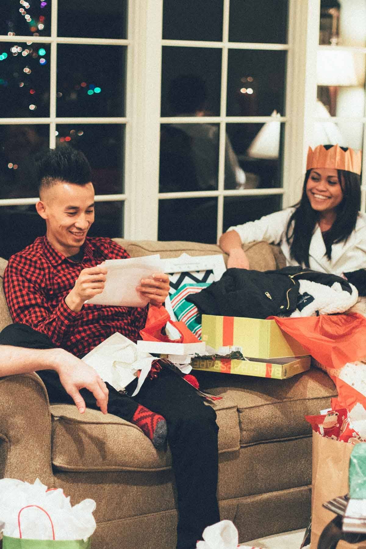 Man and woman on a couch.