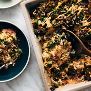 Reuben casserole in a pan