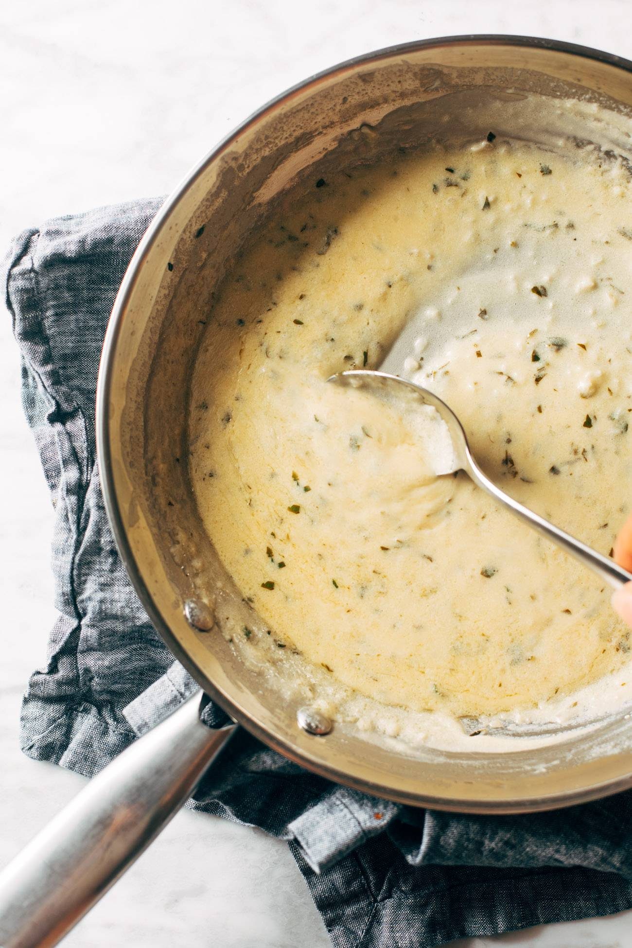 Lemon sauce in a pan.